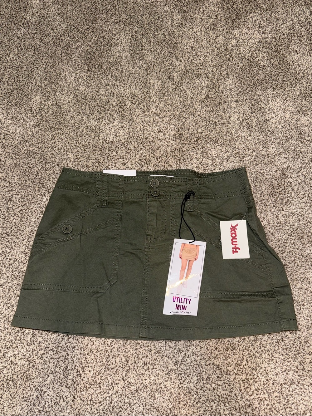 Vanilla Star Olive Green Mini Skirt - XS